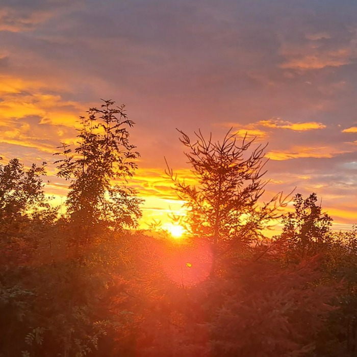 soleil couchant au Domaine de la Rivière